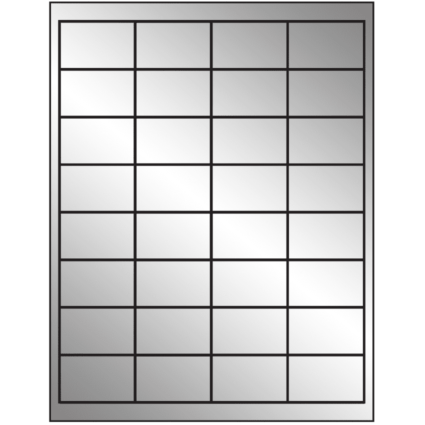 2" x 1.25" Silver Foil Rectangular Sheet Labels