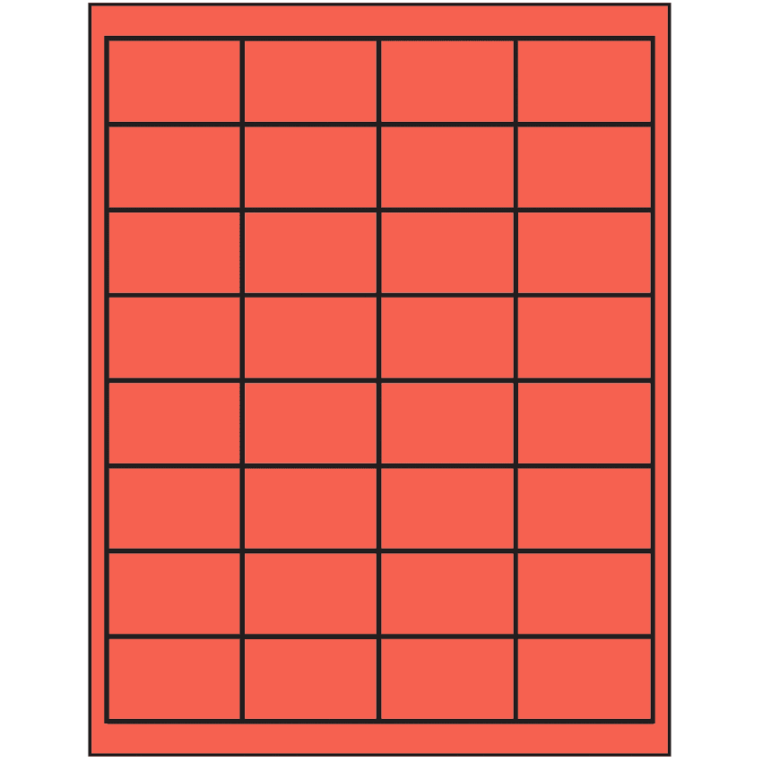 2" x 1.25" Red Rectangular Sheet Labels