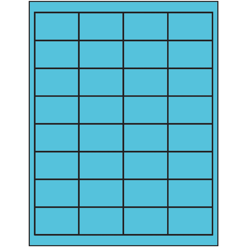 2" x 1.25" Turquoise Rectangular Sheet Labels