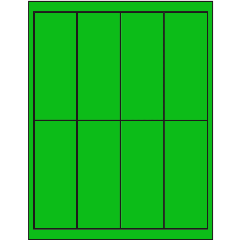 2" x 5" Fluorescent Green Rectangular Sheet Labels