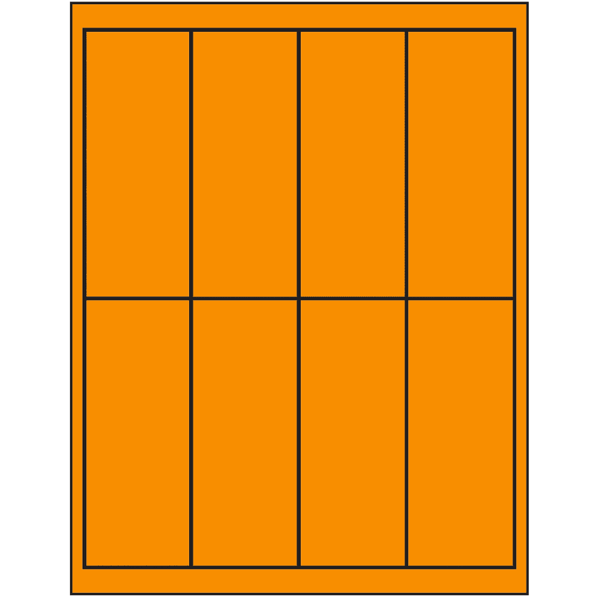 2" x 5" Fluorescent Orange Rectangular Sheet Labels