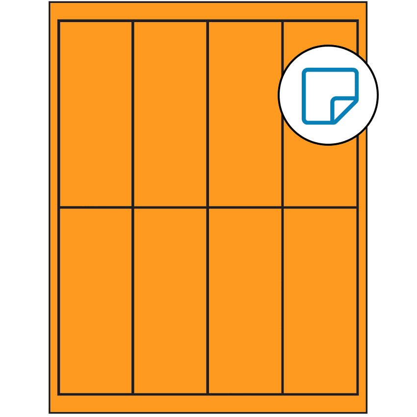 2" x 5" Fluorescent Orange Rectangular Sheet Labels - Removable Adhesive