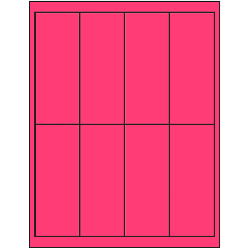 2" x 5" Fluorescent Pink Rectangular Sheet Labels