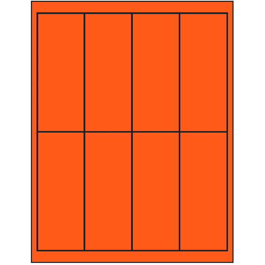 2" x 5" Fluorescent Red Rectangular Sheet Labels