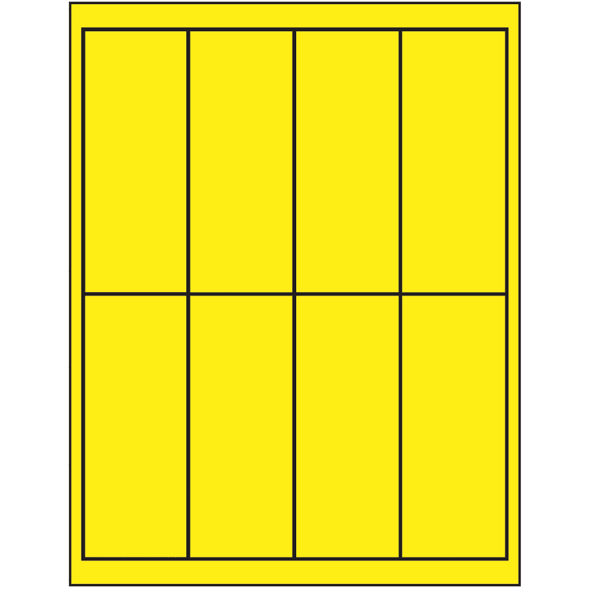 2" x 5" Fluorescent Yellow Rectangular Sheet Labels