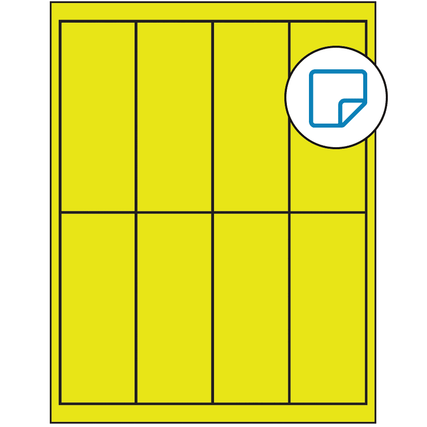2" x 5" Fluorescent Yellow Rectangular Sheet Labels - Removable Adhesive