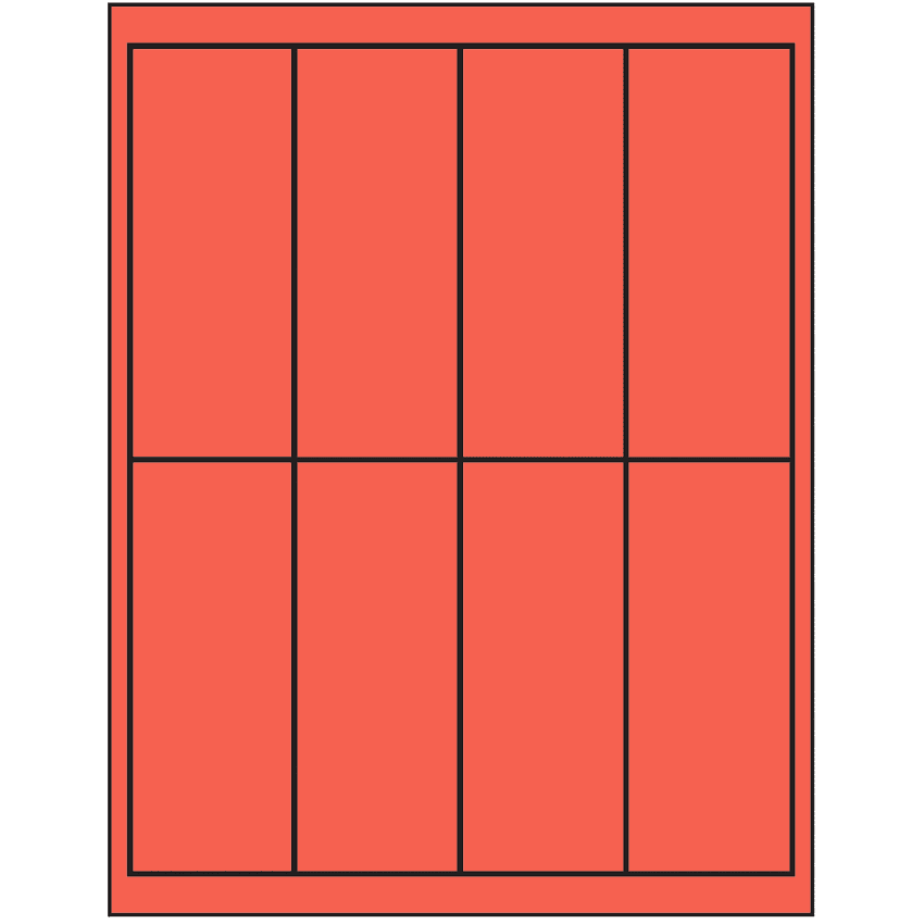 2" x 5" Red Rectangular Sheet Labels