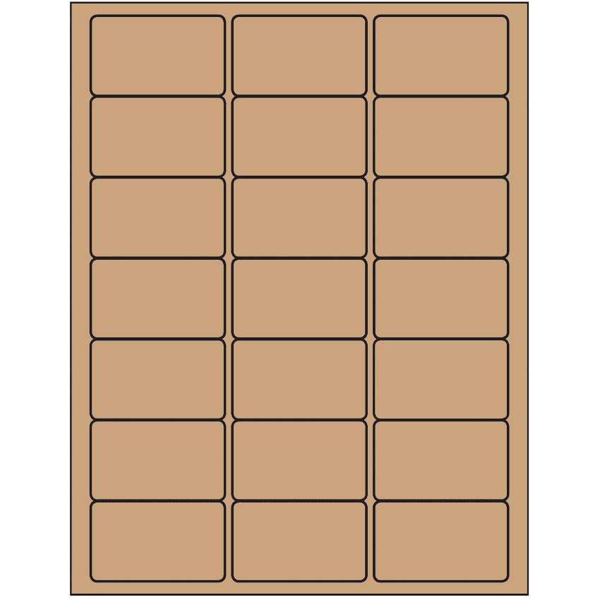 2.5" x 1.5" Brown Kraft Rectangular Sheet Labels