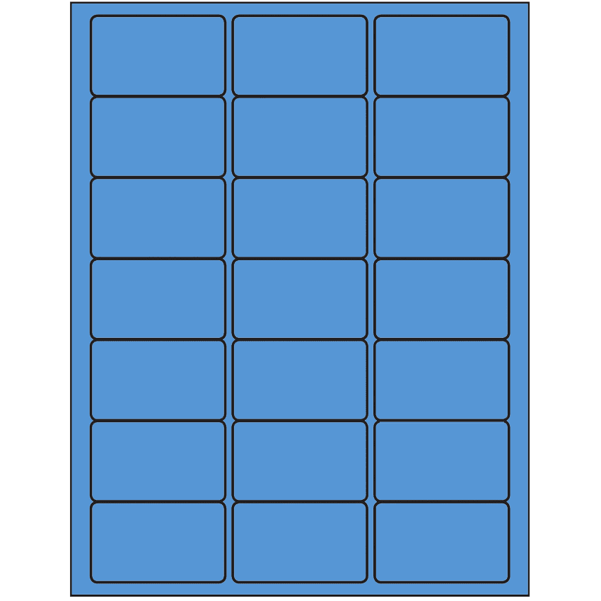 2.5" x 1.5" Fluorescent Blue Rectangular Sheet Labels