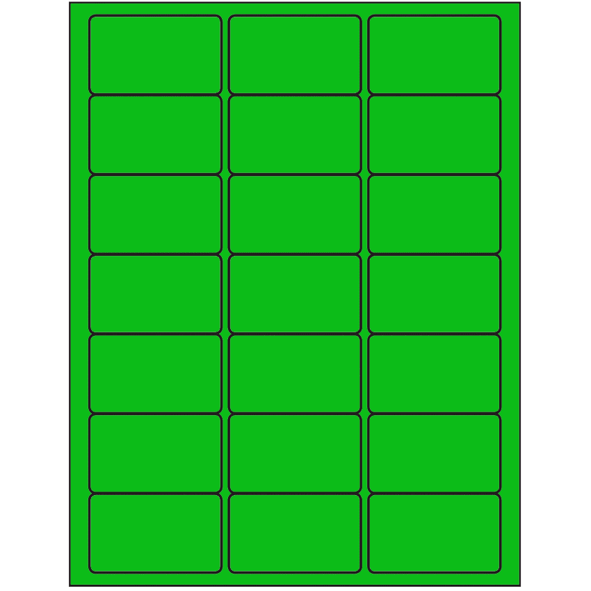 2.5" x 1.5" Fluorescent Green Rectangular Sheet Labels