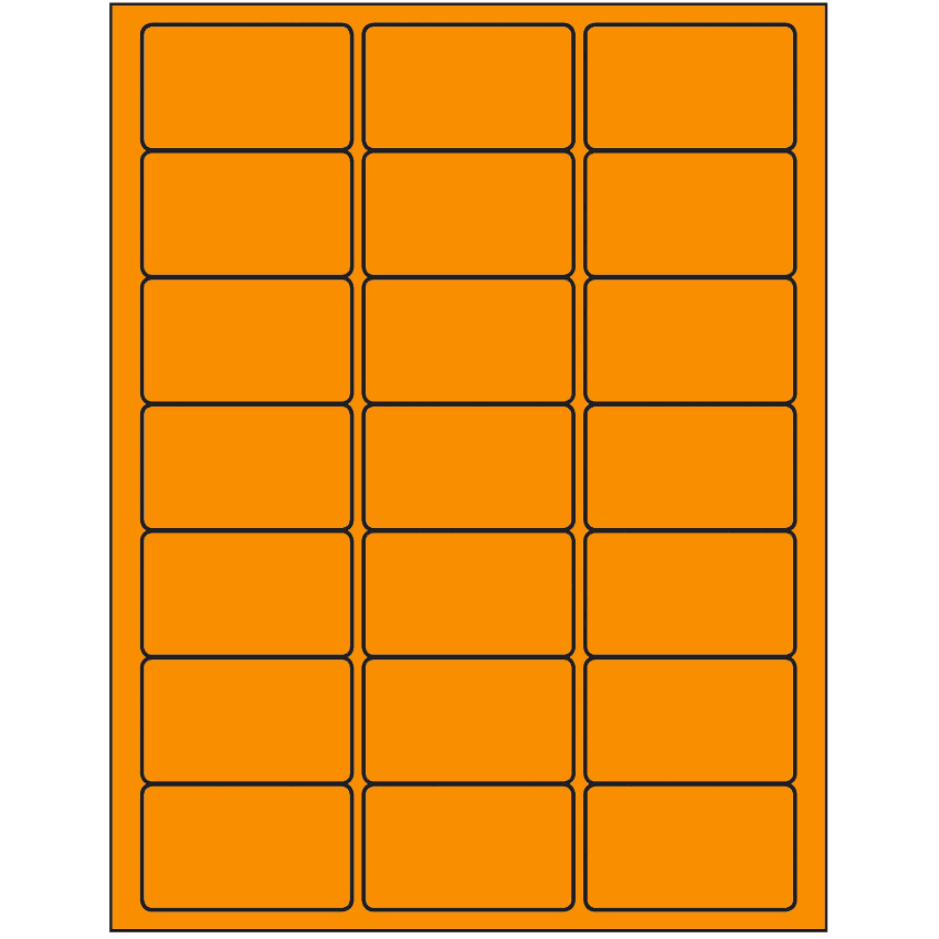 2.5" x 1.5" Fluorescent Orange Rectangular Sheet Labels