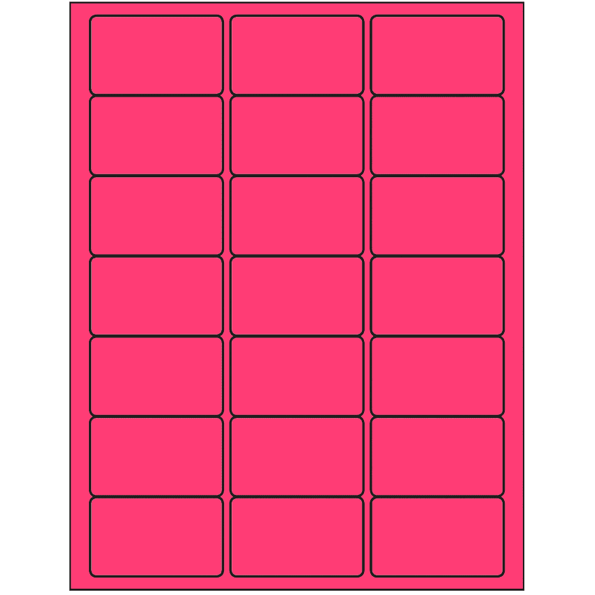 2.5" x 1.5" Fluorescent Pink Rectangular Sheet Labels