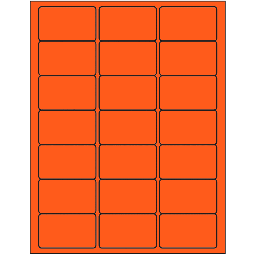 2.5" x 1.5" Fluorescent Red Rectangular Sheet Labels