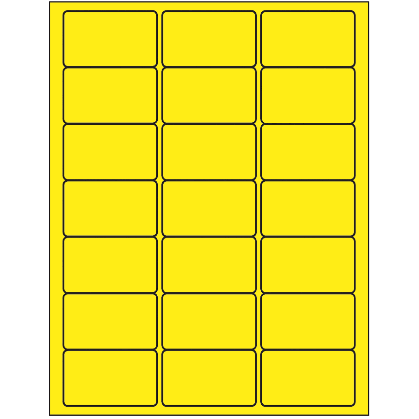 2.5" x 1.5" Fluorescent Yellow Rectangular Sheet Labels