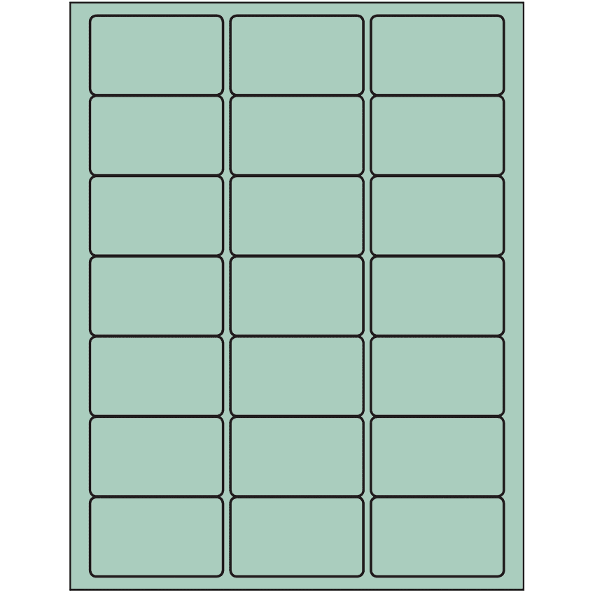 2.5" x 1.5" Pastel Green Rectangular Sheet Labels