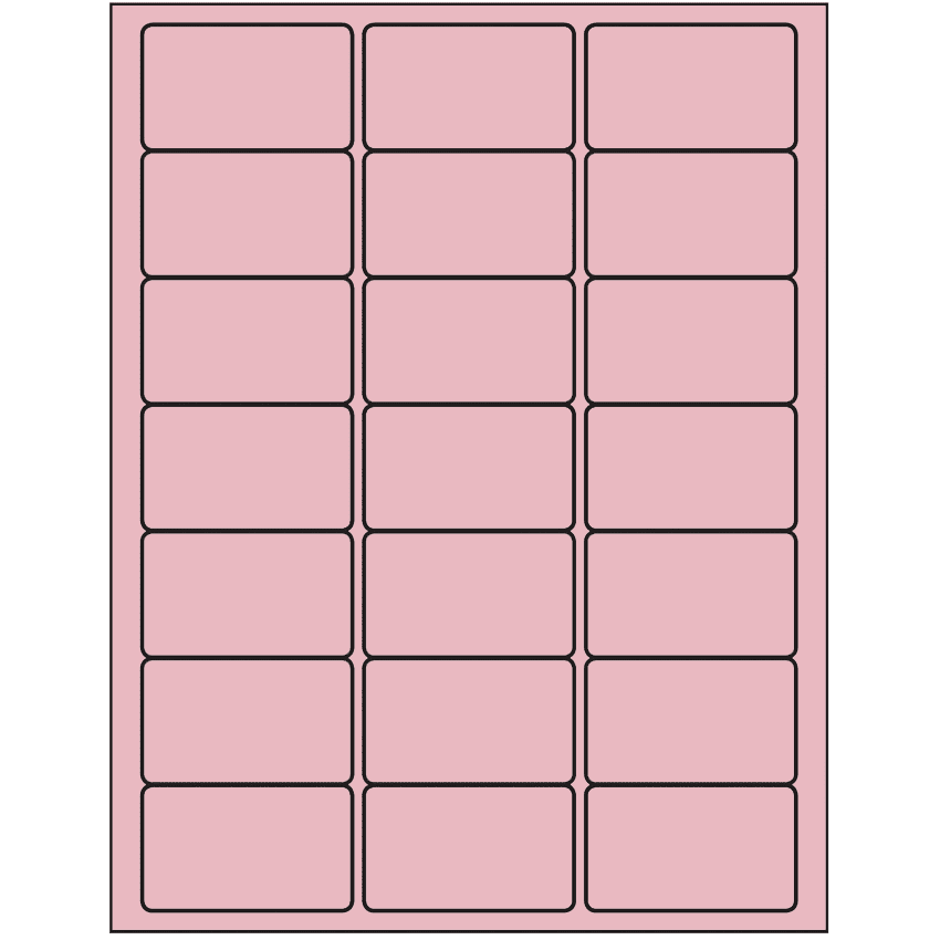 2.5" x 1.5" Pastel Pink Rectangular Sheet Labels