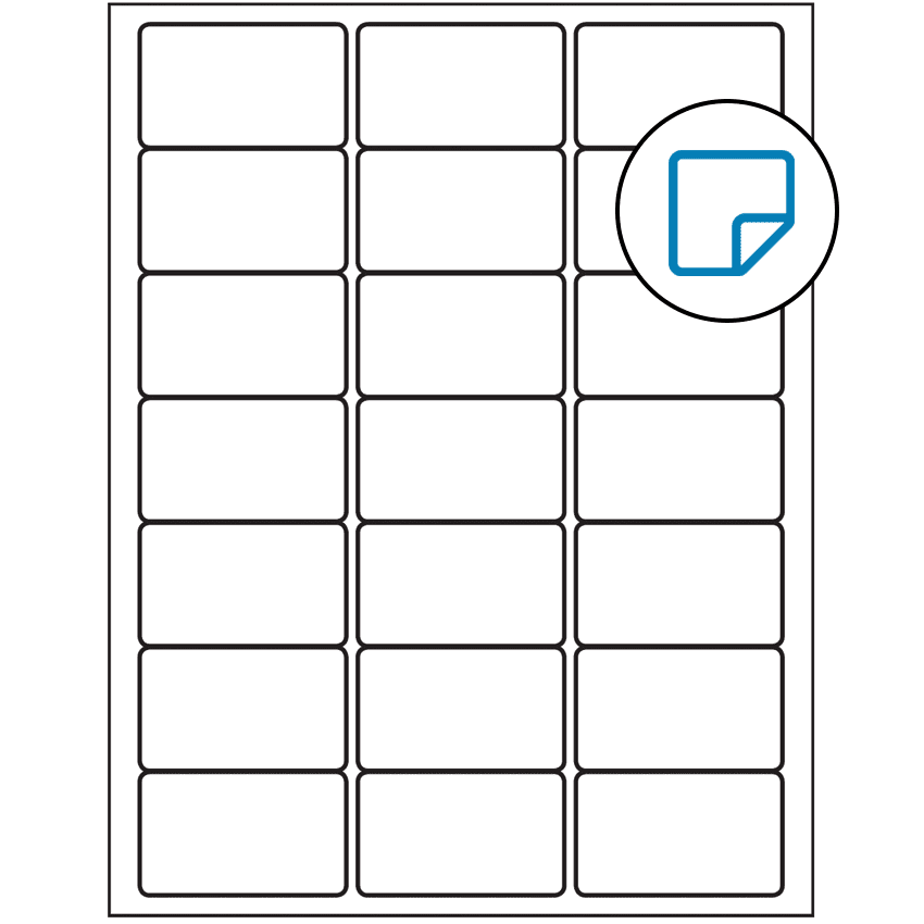 2.5" x 1.5" White Rectangular Sheet Labels - Removable Adhesive