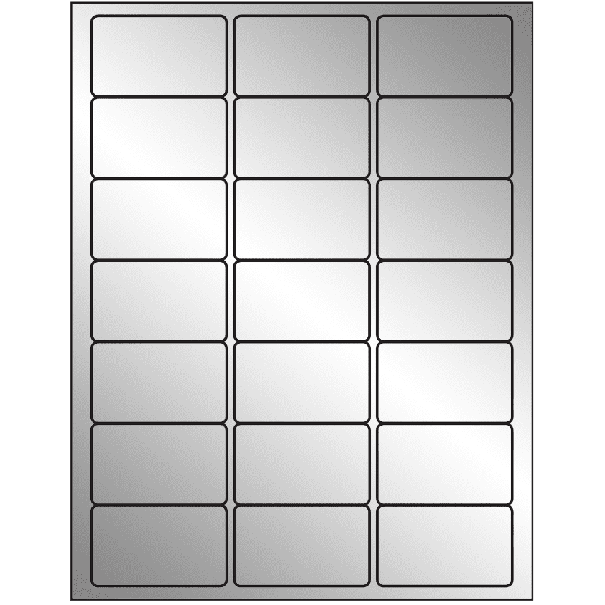2.5" x 1.5" Silver Foil Rectangular Sheet Labels