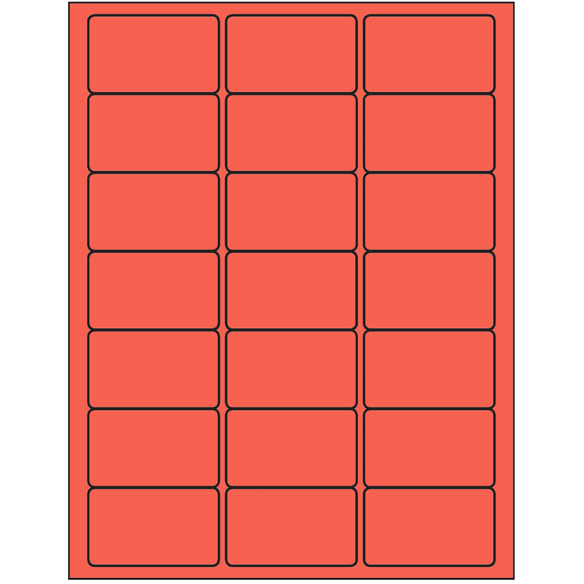 2.5" x 1.5" Red Rectangular Sheet Labels