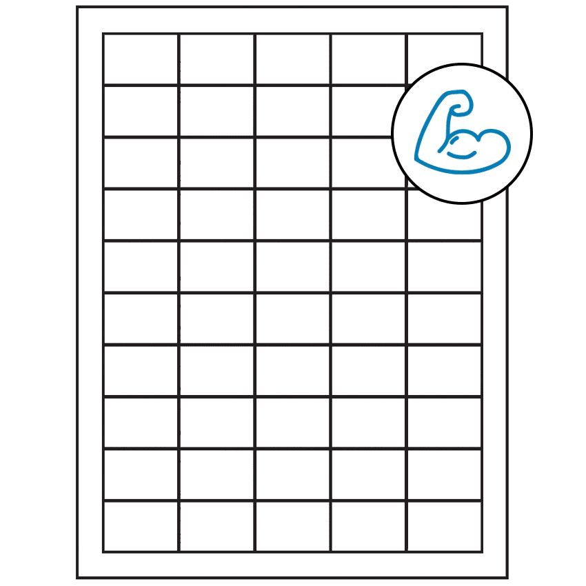 1.5" x 1" White Rectangular Sheet Labels - Ultra Aggressive Adhesive