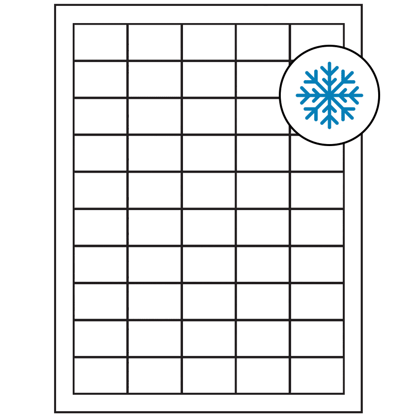 1.5" x 1" White Rectangular Sheet Labels - Freezer Grade Adhesive