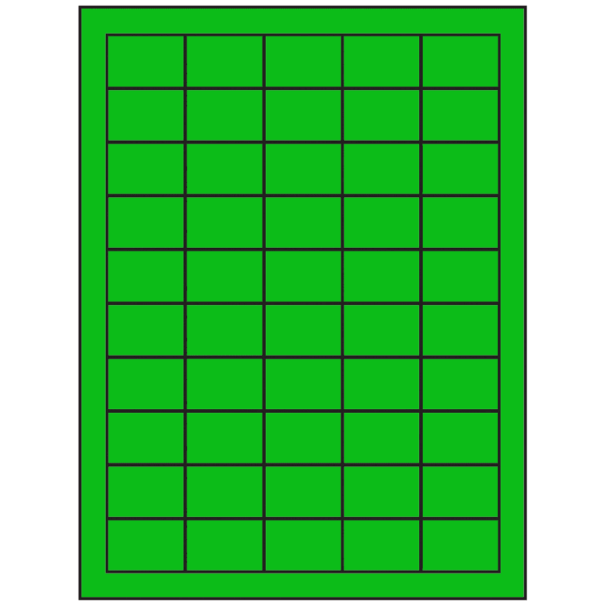 1.5" x 1" Fluorescent Green Rectangular Sheet Labels