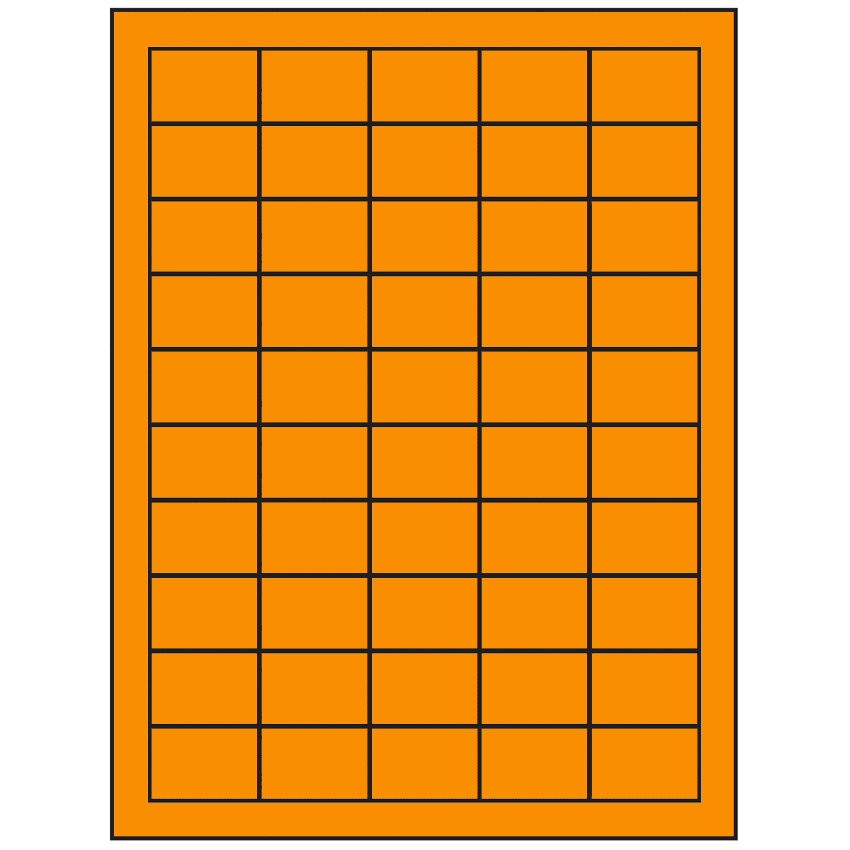 1.5" x 1" Fluorescent Orange Rectangular Sheet Labels