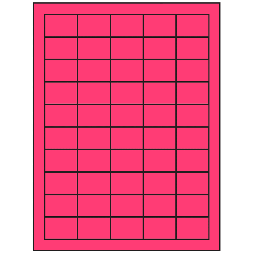 1.5" x 1" Fluorescent Pink Rectangular Sheet Labels