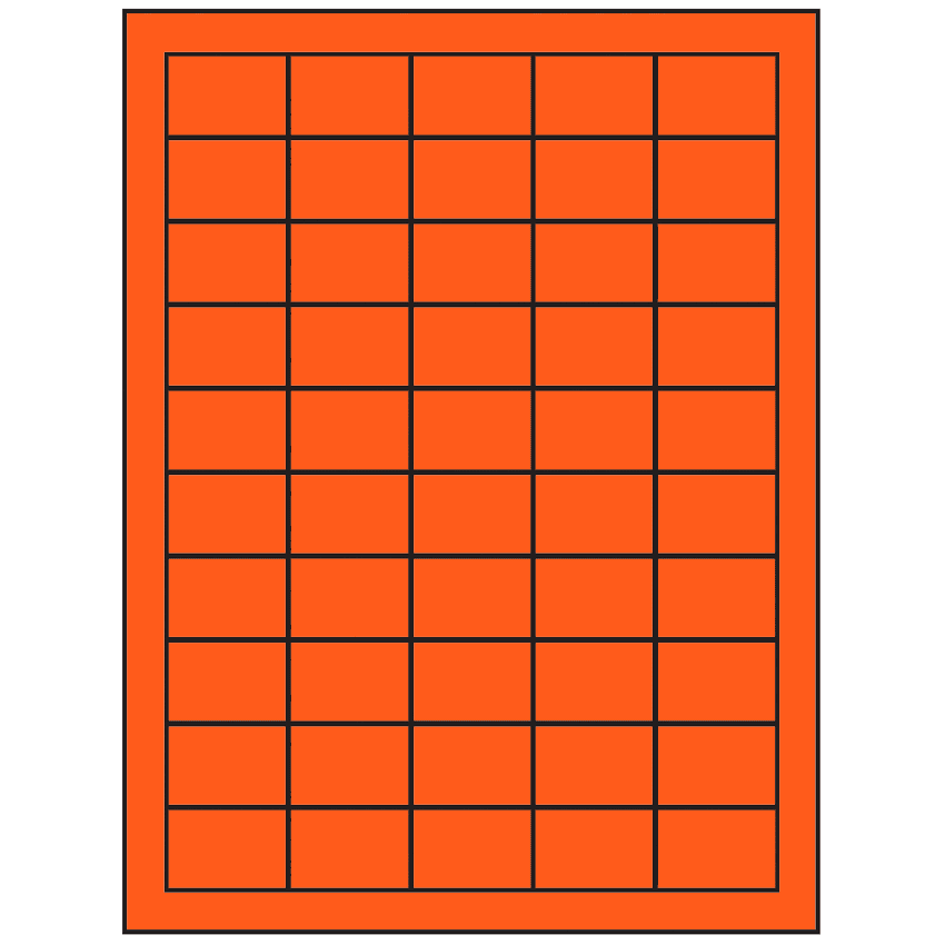 1.5" x 1" Fluorescent Red Rectangular Sheet Labels