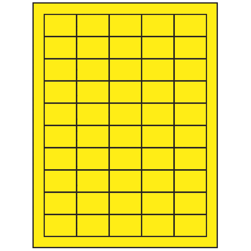 1.5" x 1" Fluorescent Yellow Rectangular Sheet Labels