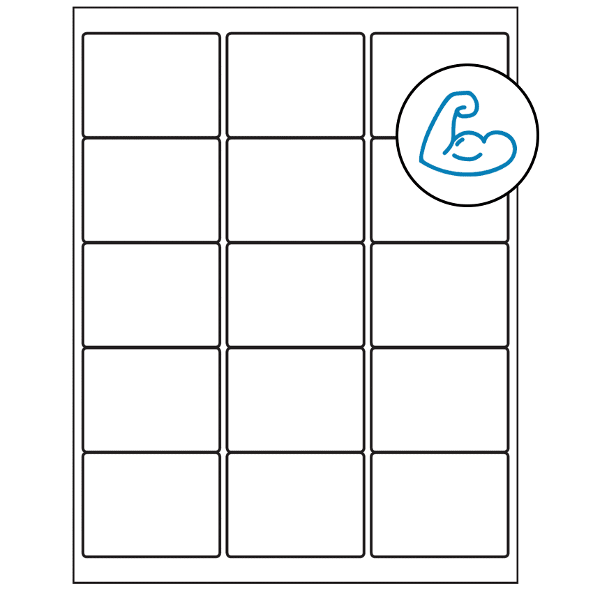 2.625" x 2" White Rectangular Sheet Labels - Ultra Aggressive Adhesive