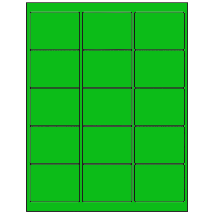 2.625" x 2" Fluorescent Green Rectangular Sheet Labels
