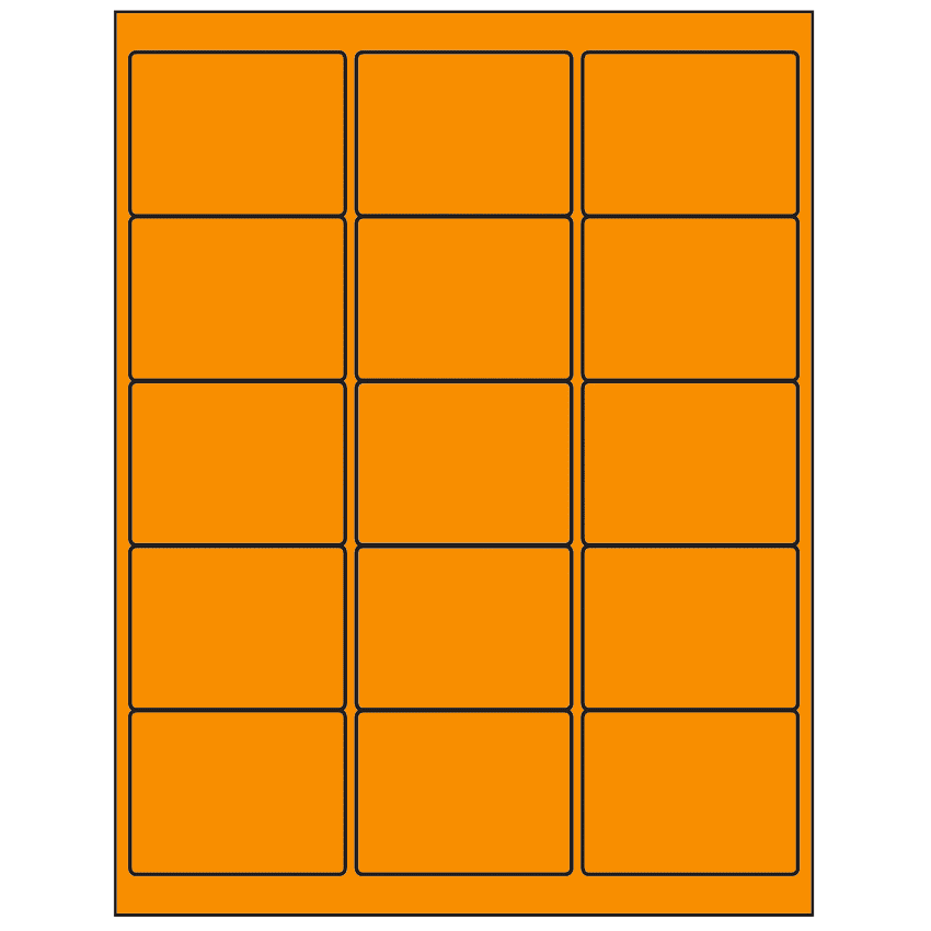 2.625" x 2" Fluorescent Orange Rectangular Sheet Labels
