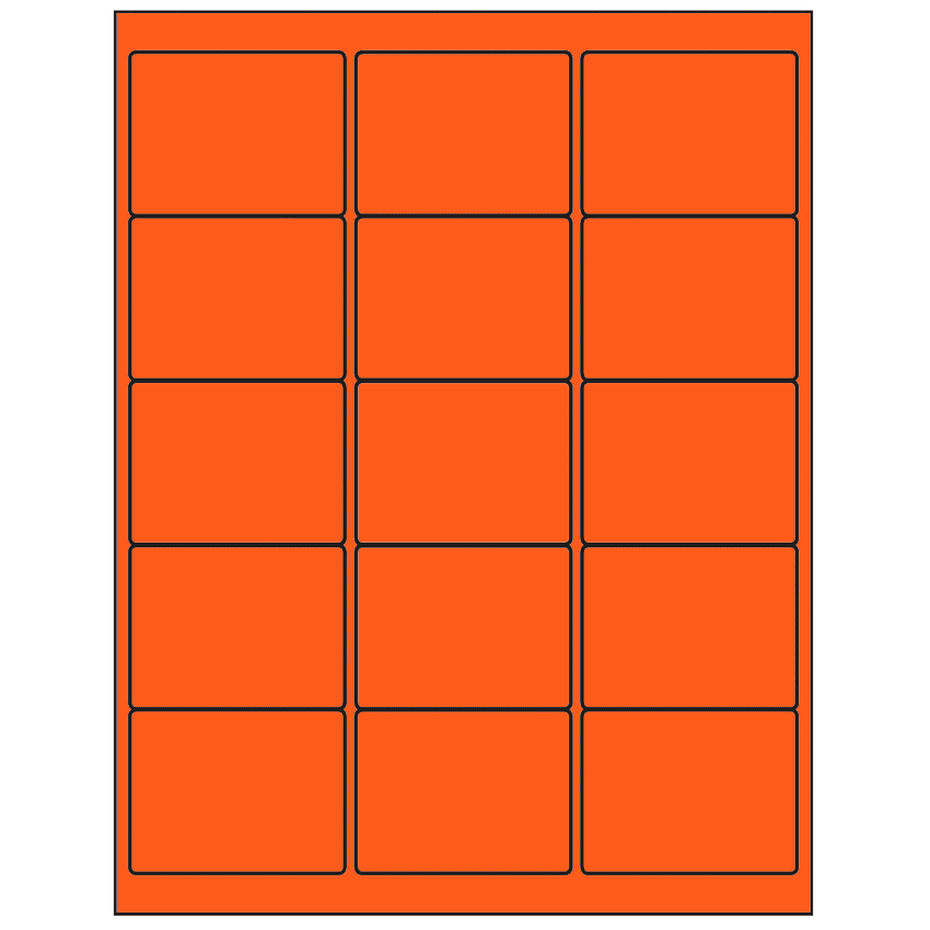 2.625" x 2" Fluorescent Red Rectangular Sheet Labels