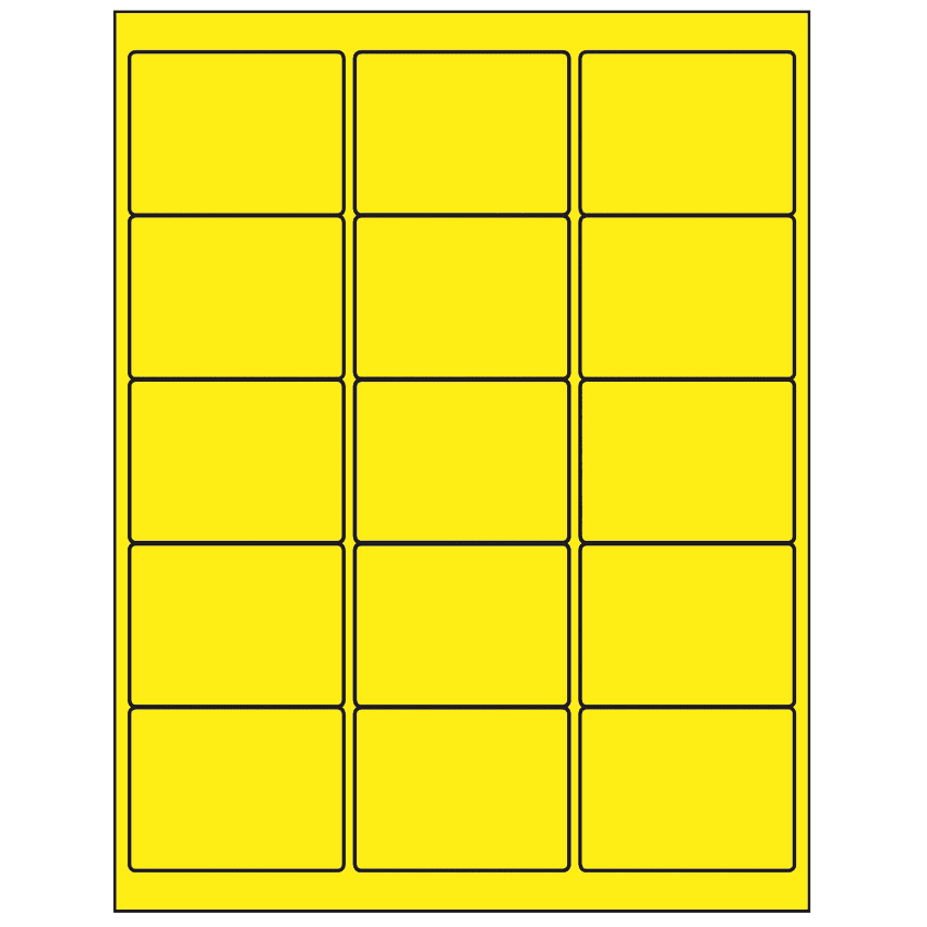 2.625" x 2" Fluorescent Yellow Rectangular Sheet Labels
