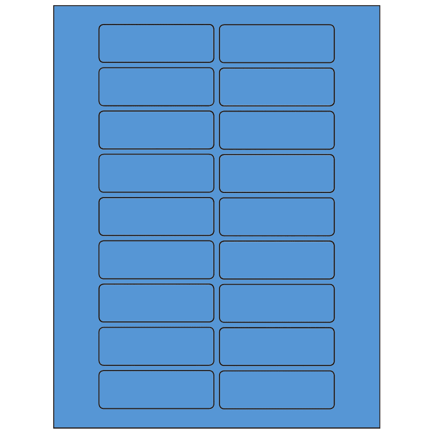 3" x 1" Fluorescent Blue Rectangular Sheet Labels