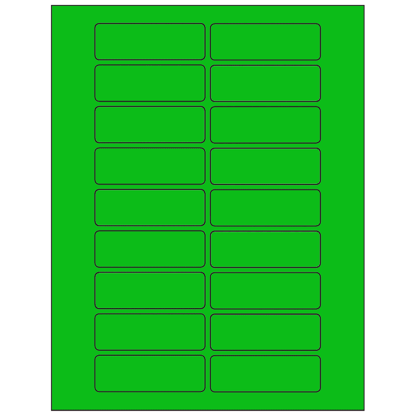 3" x 1" Fluorescent Green Rectangular Sheet Labels