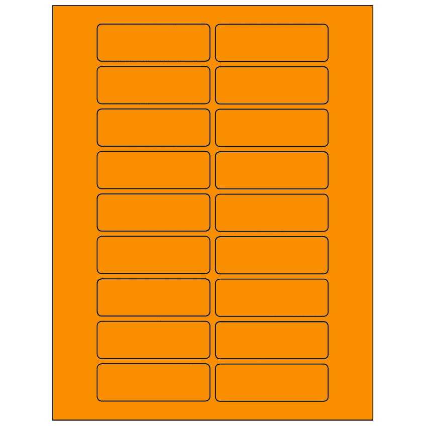 3" x 1" Fluorescent Orange Rectangular Sheet Labels