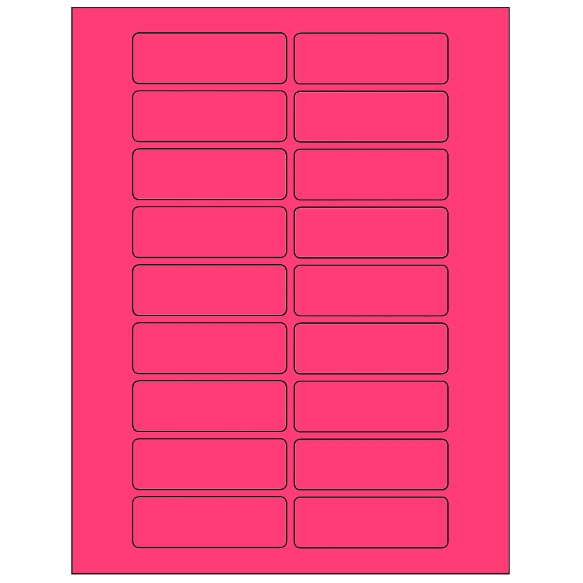 3" x 1" Fluorescent Pink Rectangular Sheet Labels