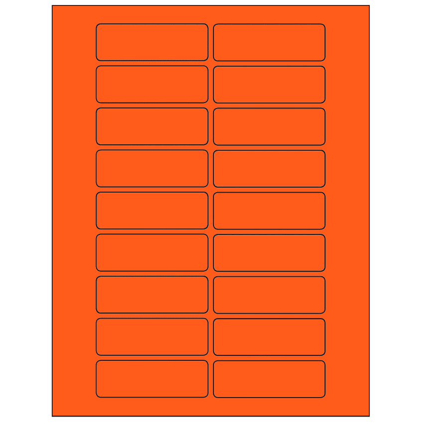 3" x 1" Fluorescent Red Rectangular Sheet Labels