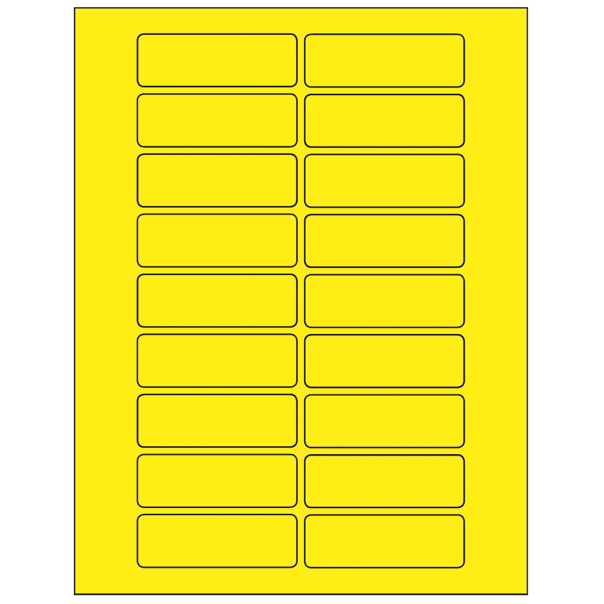 3" x 1" Fluorescent Yellow Rectangular Sheet Labels