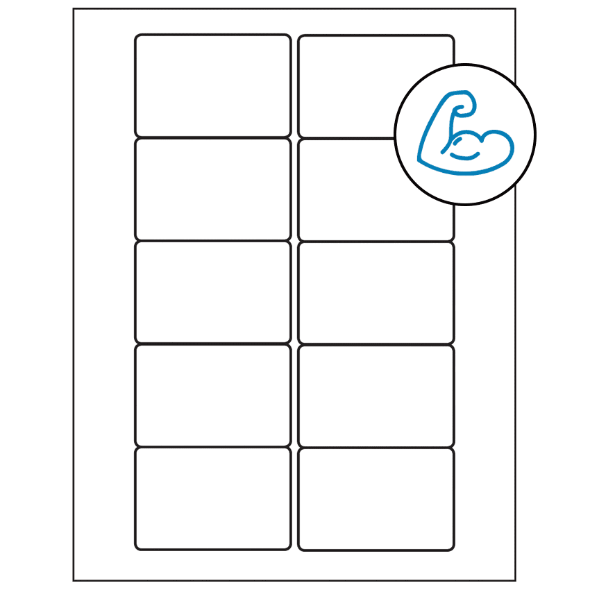 3" x 2" White Rectangular Sheet Labels - Ultra Aggressive Adhesive