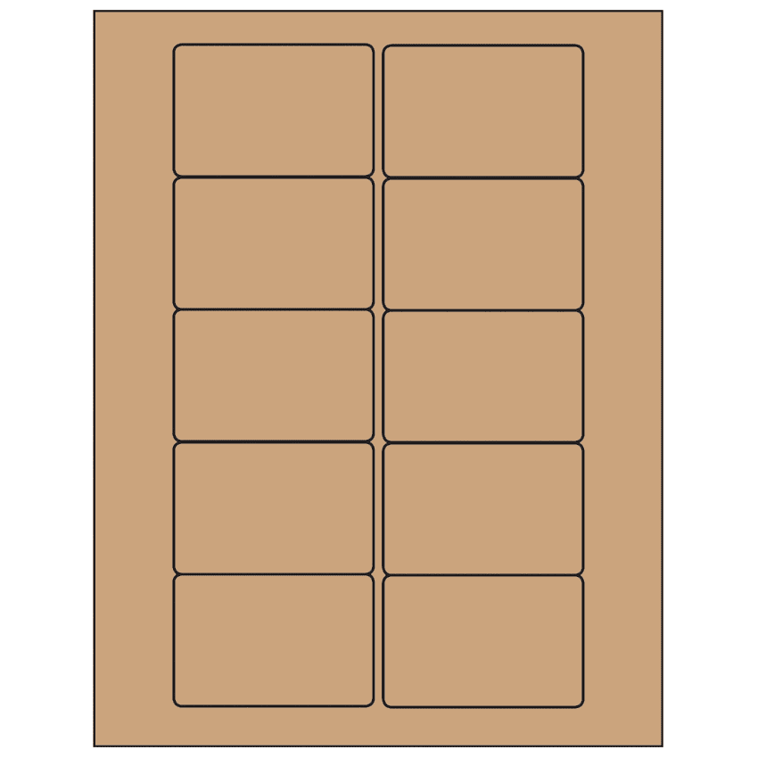 3" x 2" Brown Kraft Rectangular Sheet Labels