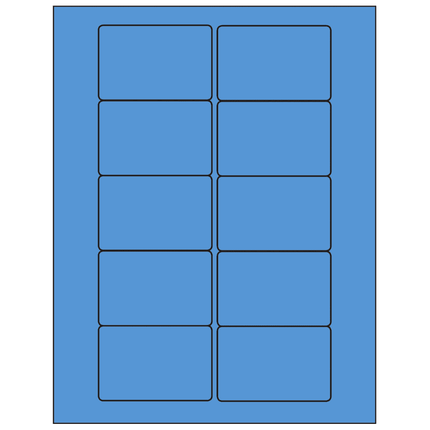 3" x 2" Fluorescent Blue Rectangular Sheet Labels