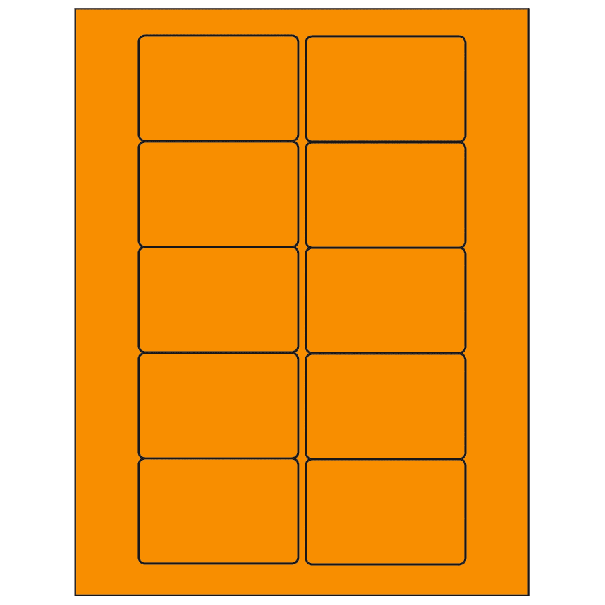 3" x 2" Fluorescent Orange Rectangular Sheet Labels