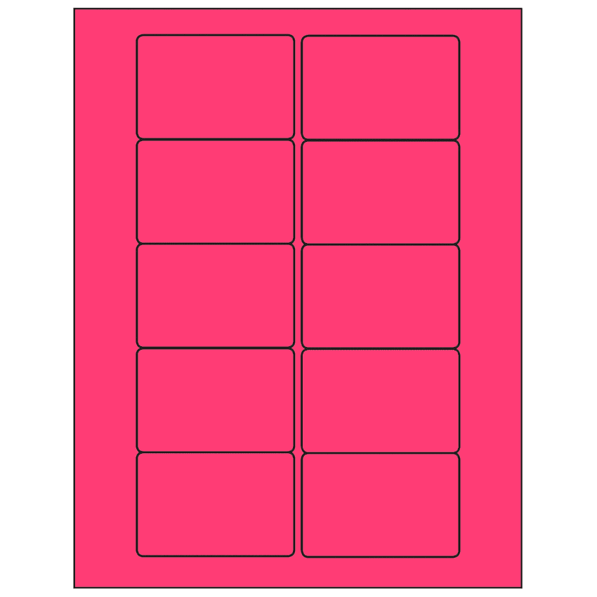 3" x 2" Fluorescent Pink Rectangular Sheet Labels