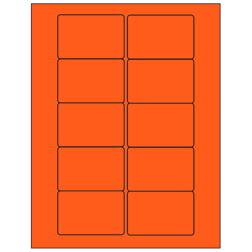 3" x 2" Fluorescent Red Rectangular Sheet Labels