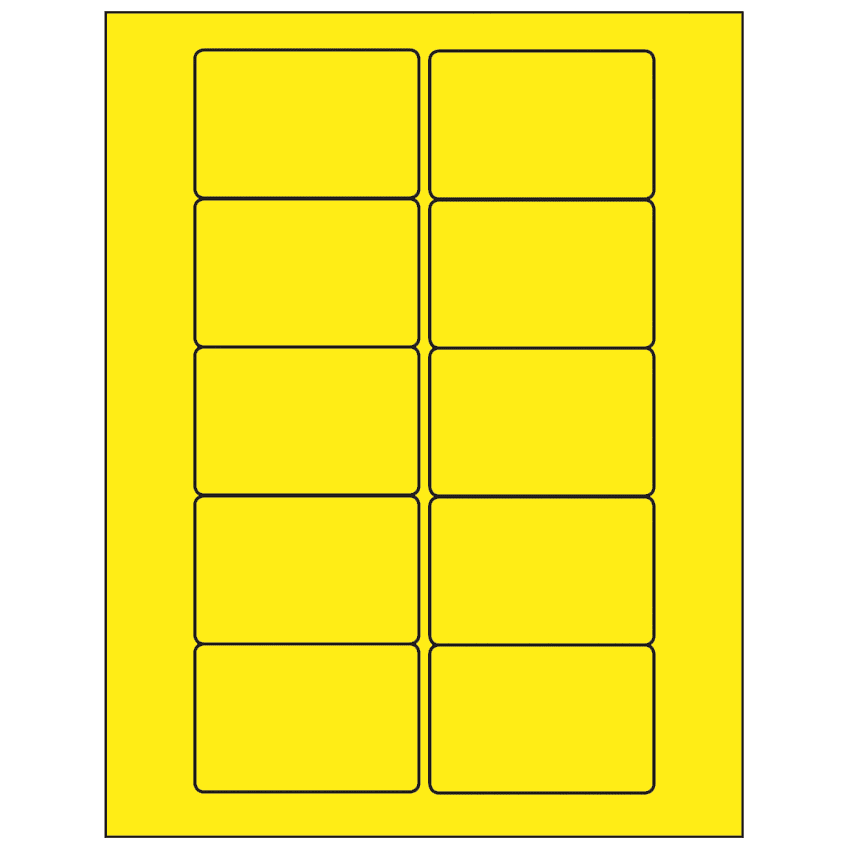 3" x 2" Fluorescent Yellow Rectangular Sheet Labels