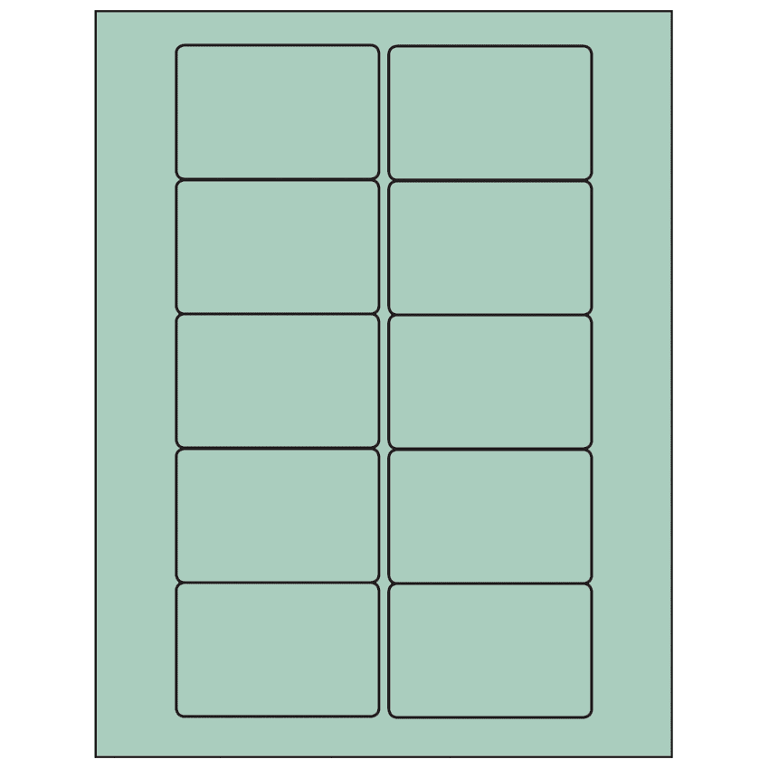 3" x 2" Pastel Green Rectangular Sheet Labels