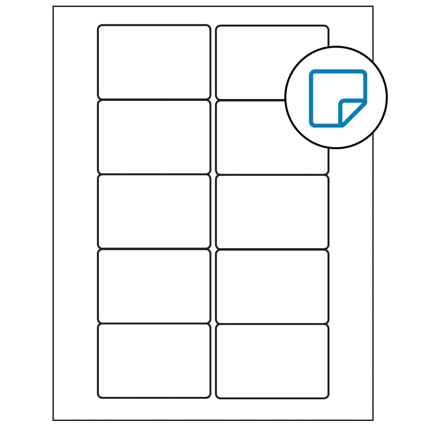 3" x 2" White Rectangular Sheet Labels - Removable Adhesive